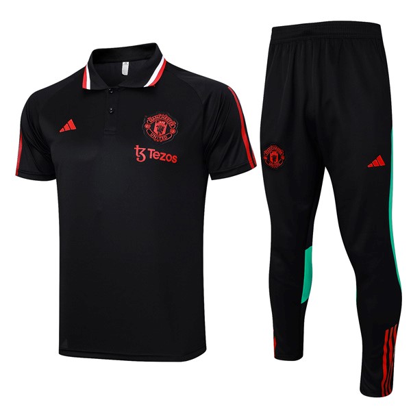 Polo Manchester United Conjunto Completo 2024 Schwarz